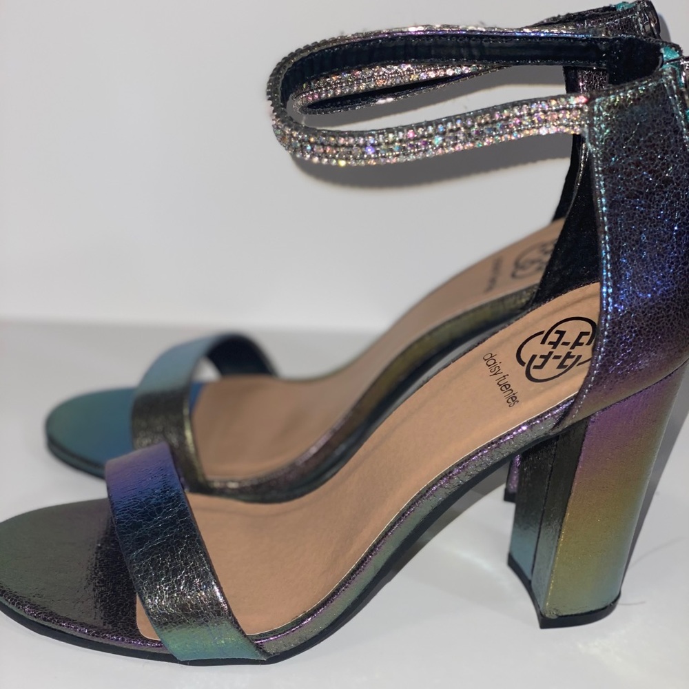 Multi chrome daisy feuntes heels